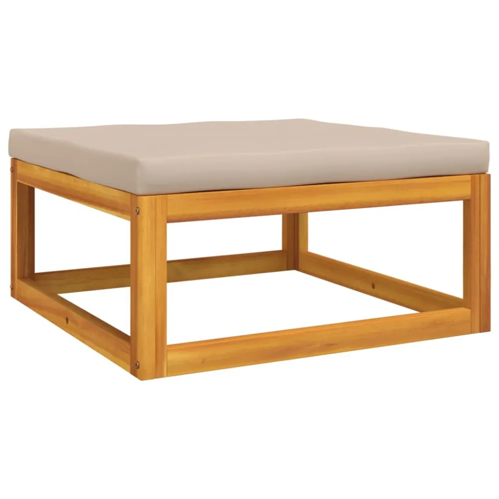 Set Salotto da Giardino 4pz con Cuscini Tortora Legno Massello per Giardino e Spiaggia
