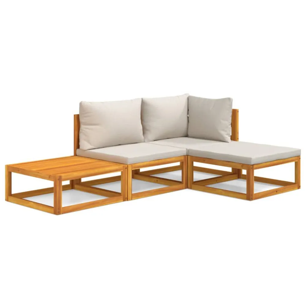 Set Salotto Giardino 4pz Cuscini Grigio Limpido Legno Massello Materiale Alluminio Anodizzato