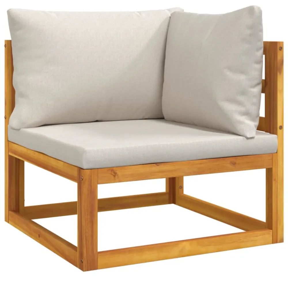 Set Salotto Giardino 5pz Cuscini Grigio Trasparente Legno Massello con Rivestimento Tessuto