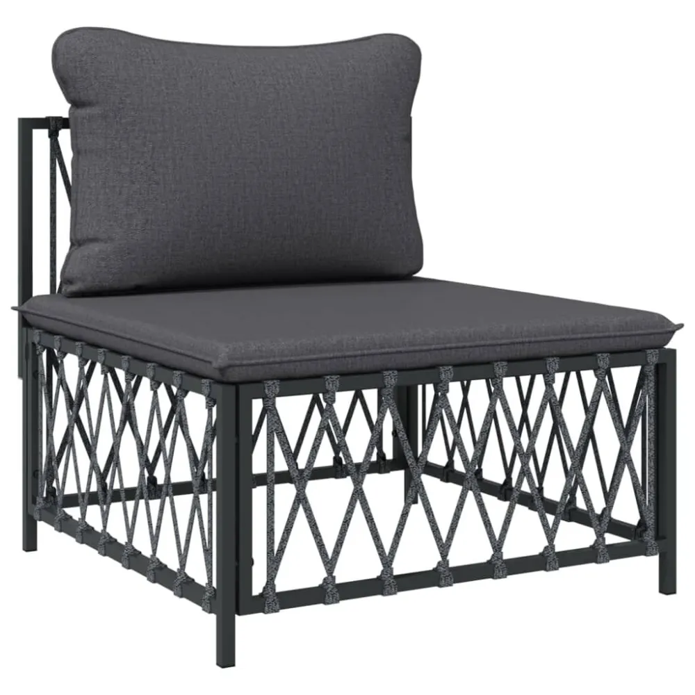 Set Salotto da Giardino 6 pz con Cuscini Acciaio Antracite con Struttura Acciaio