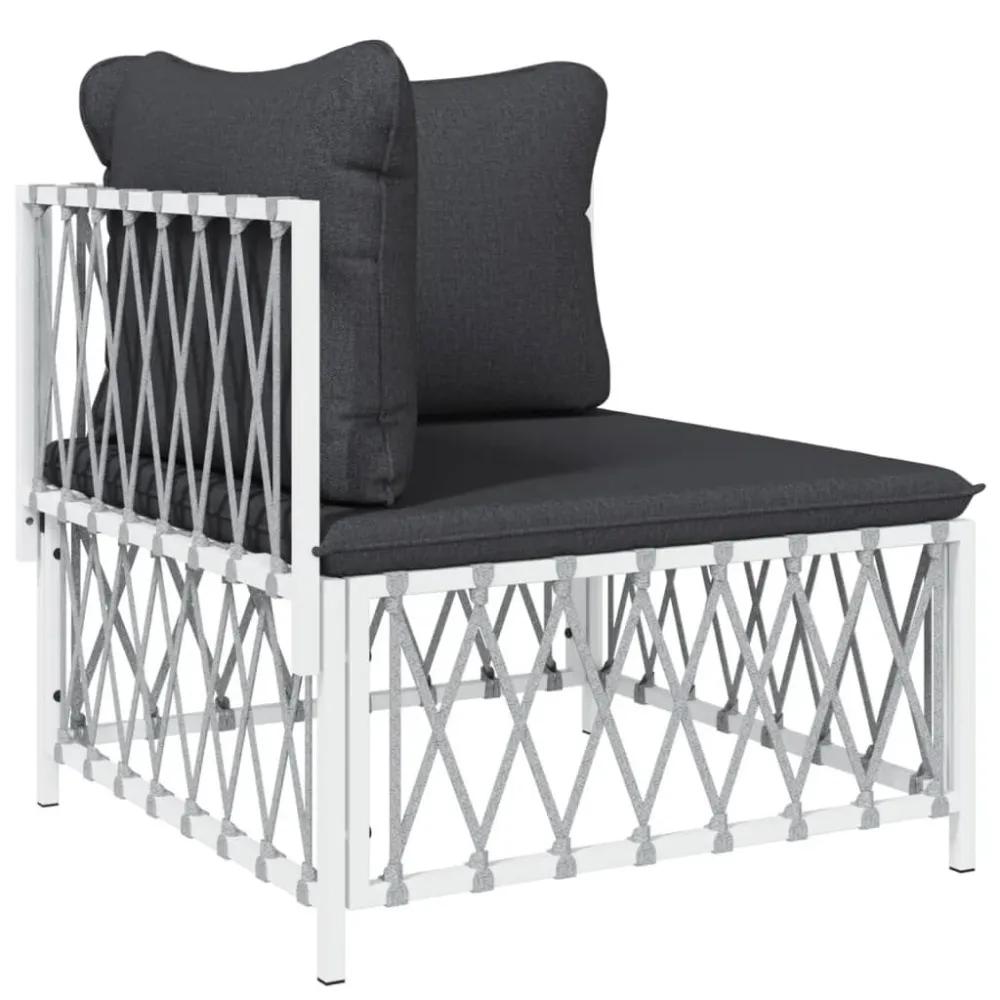 Set Salotto da Giardino 11 pz con Cuscini Acciaio Bianco Materiale Alluminio Anodizzato