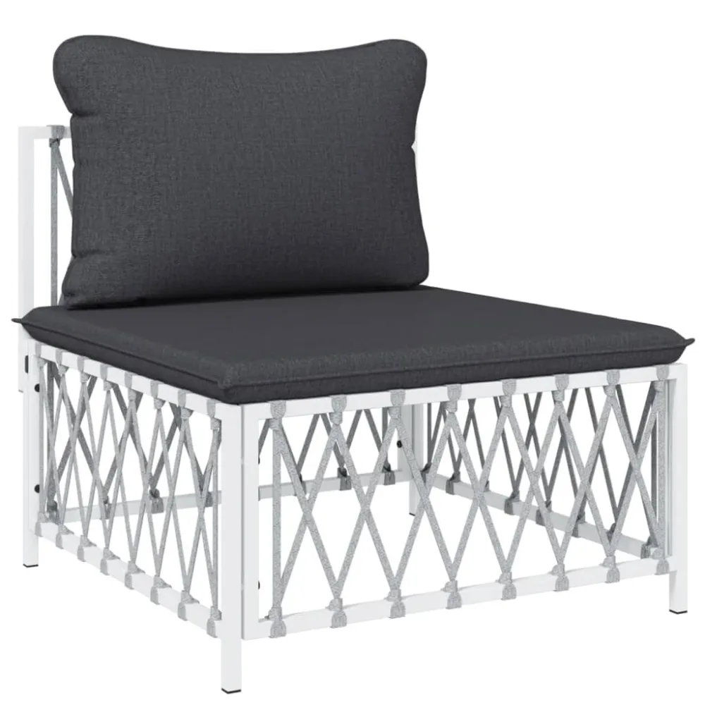 Set Salotto da Giardino 11 pz con Cuscini Acciaio Bianco Materiale Alluminio Anodizzato