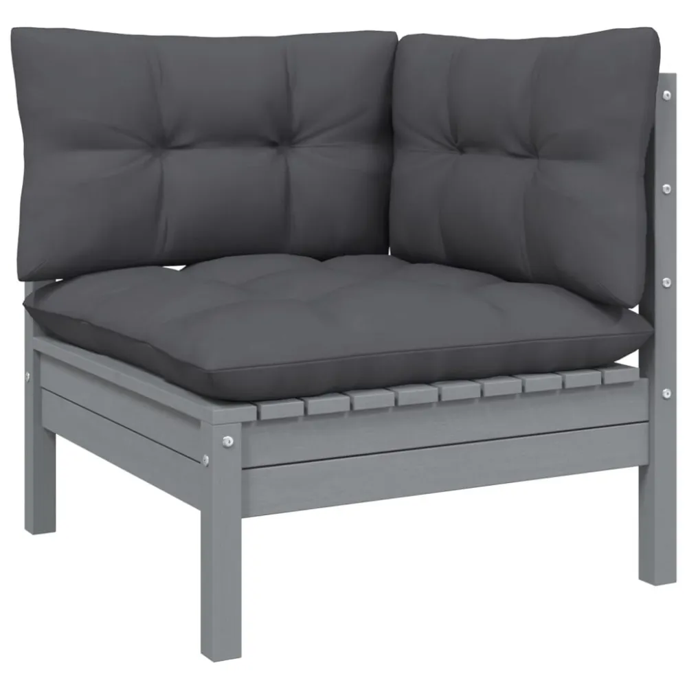 Set Salotto da Giardino 6 pz con Cuscini Legno Massello di Pino per Relax all'Aperto