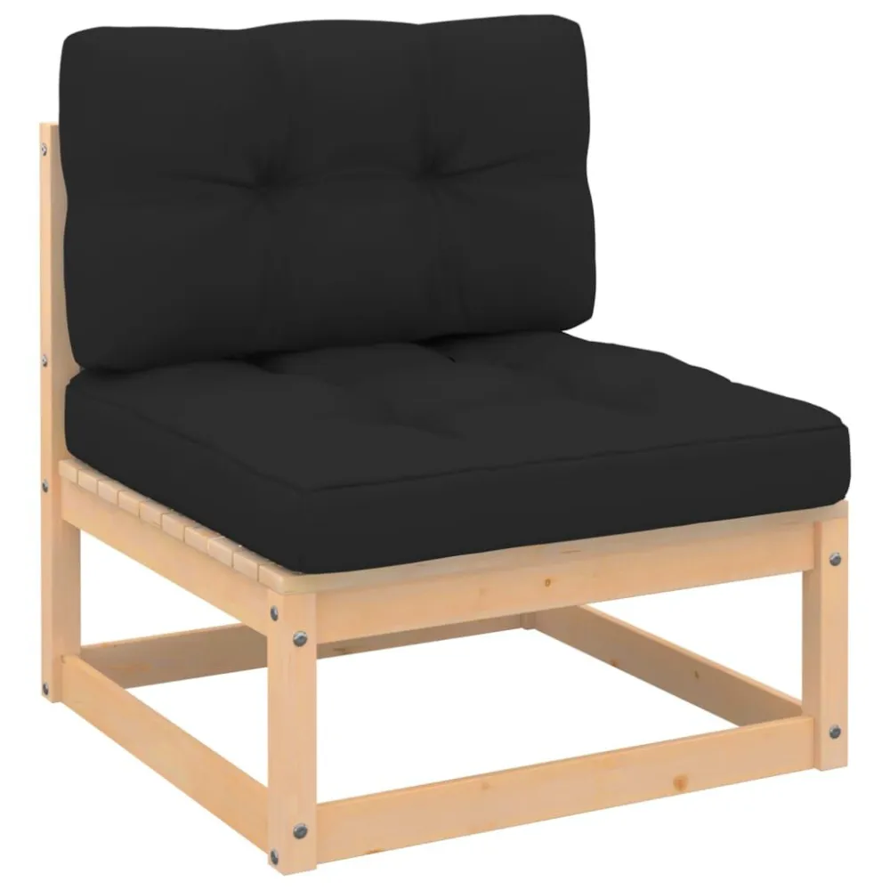 Set Salotto Giardino 9 pz Cuscini Antracite Legno Massello Pino Legno Massello