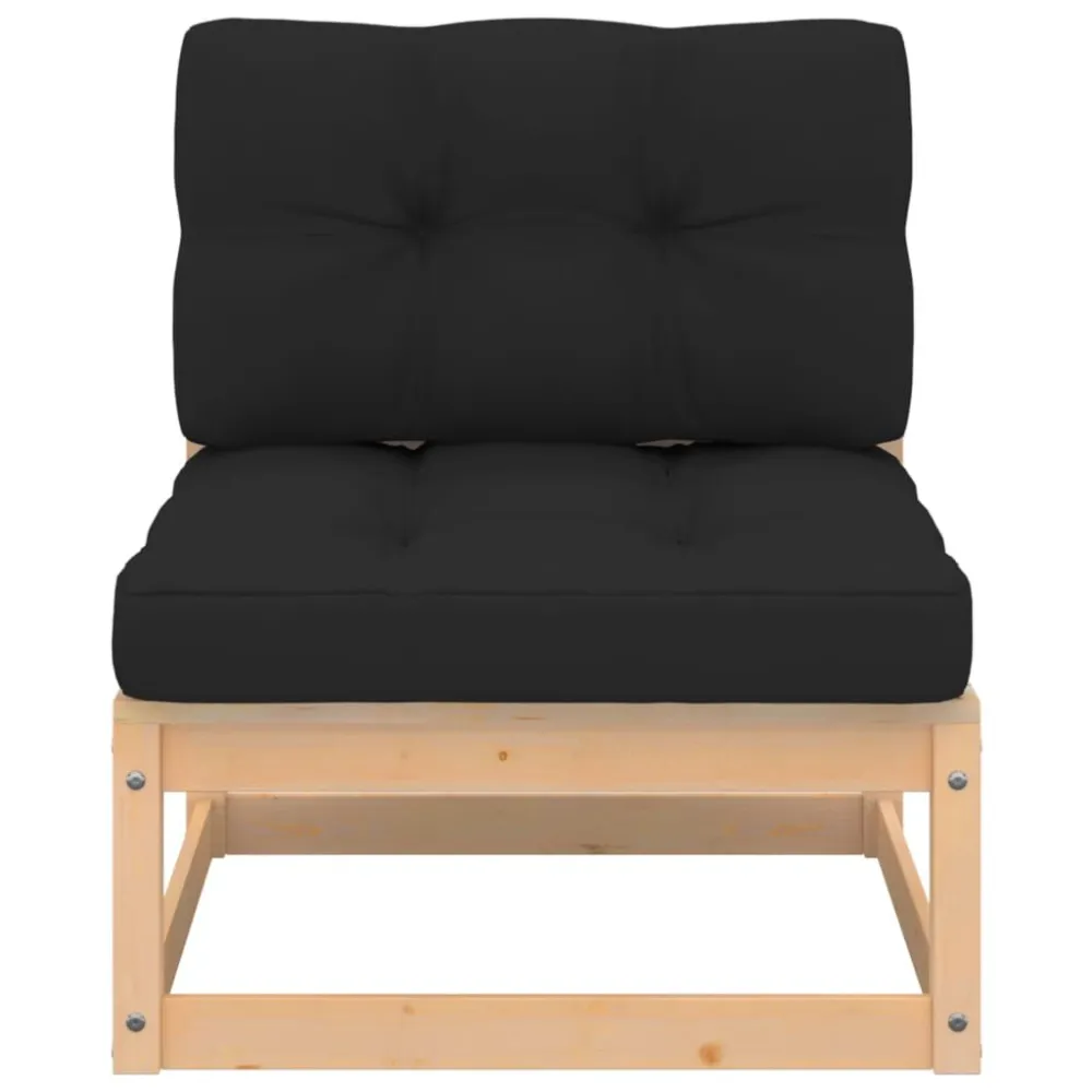 Set Salotto Giardino 9 pz Cuscini Antracite Legno Massello Pino Legno Massello