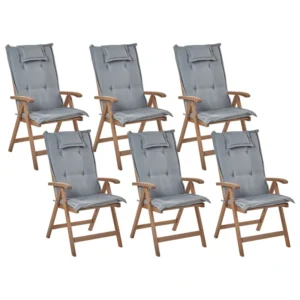 Set di 6 sedie da giardino con cuscini AMANTEA Legno d'acacia Grigio Legno Massello