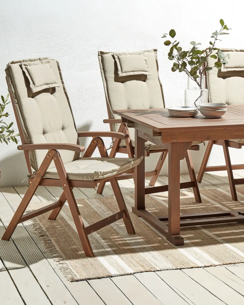 Set di 6 sedie da giardino con cuscini AMANTEA Legno d'acacia Tortora Legno Massello