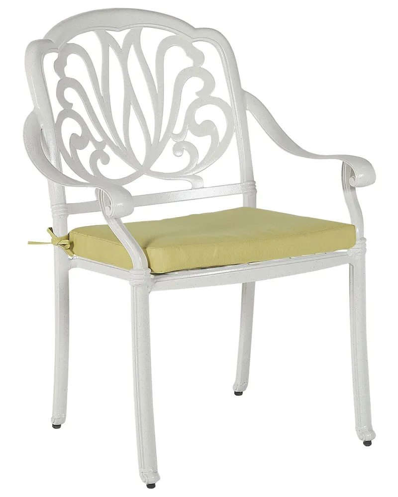 Set di 4 sedie da giardino con cuscini ANCONA Metallo Bianco con Sistema di Montaggio Rapido