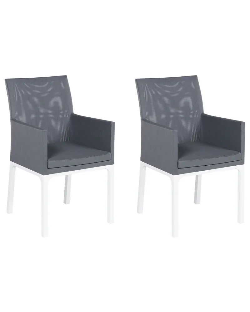 Set di 2 sedie da giardino con cuscini BACOLI Tessuto Grigio fosco