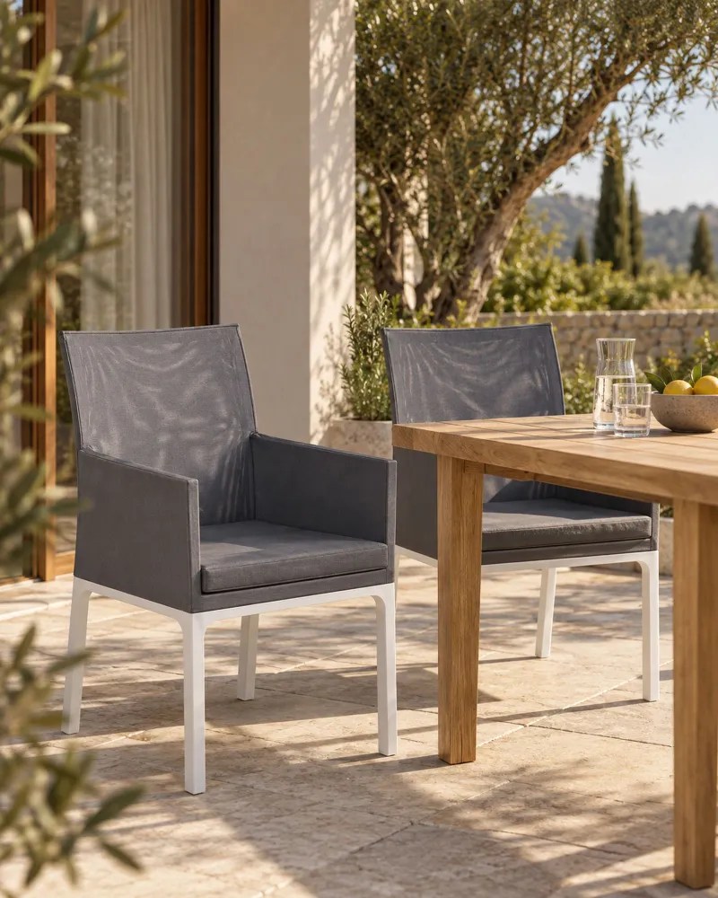 Set di 2 sedie da giardino con cuscini BACOLI Tessuto Grigio fosco