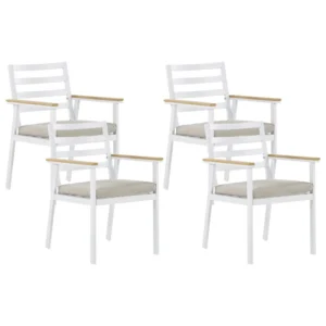 Set di 4 sedie da giardino con cuscini CAVOLI Metallo Crema Materiale Alluminio Anodizzato