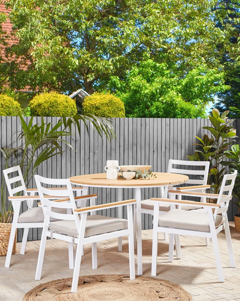 Set di 4 sedie da giardino con cuscini CAVOLI Metallo Crema Materiale Alluminio Anodizzato
