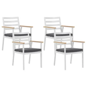 Set di 4 sedie da giardino con cuscini CAVOLI Metallo Grigio - Impermeabile e UV Resistente