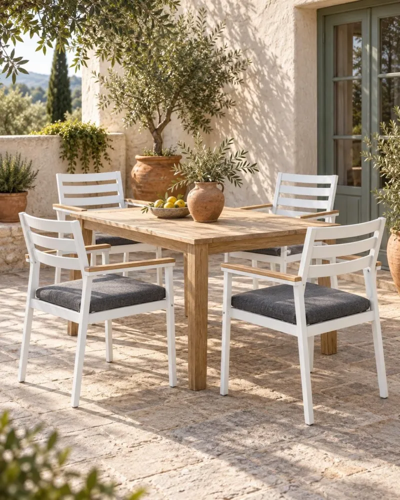 Set di 4 sedie da giardino con cuscini CAVOLI Metallo Grigio - Impermeabile e UV Resistente