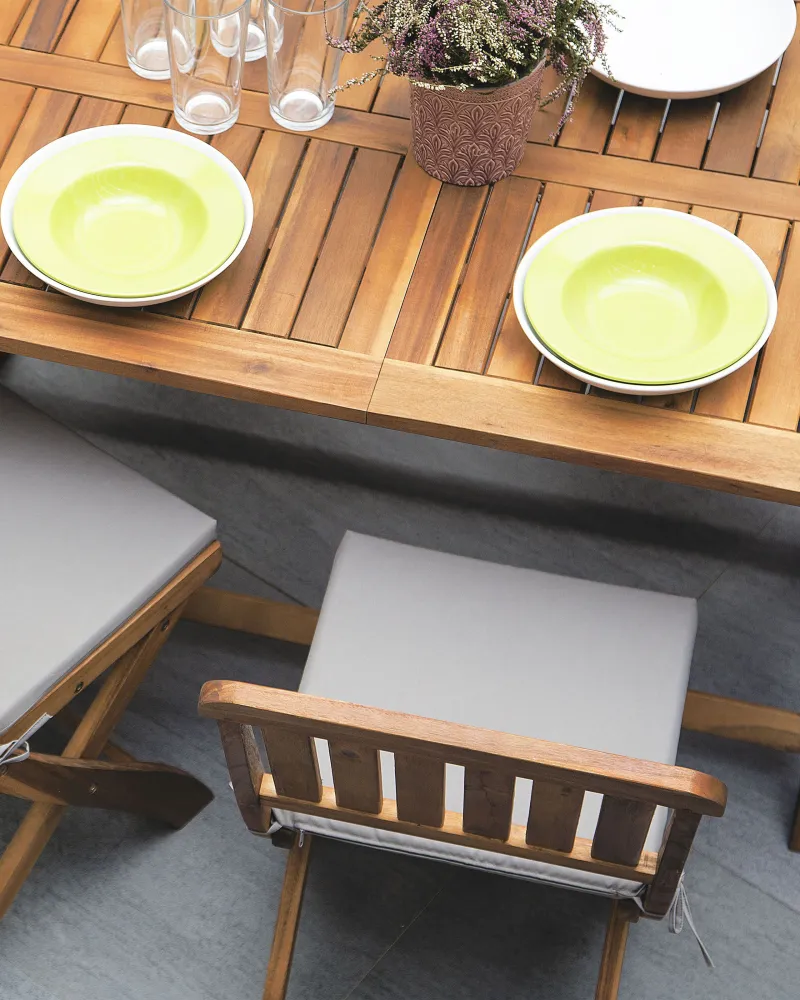 Set di 2 sedie da giardino con cuscini CENTO Legno d'acacia Grigio Legno Massello