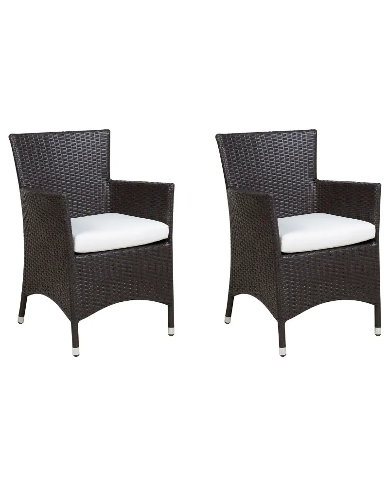 Set di 2 sedie da giardino con cuscini ITALY Marrone ombroso