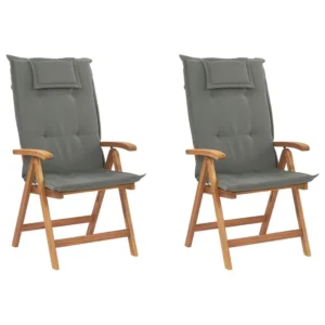 Set di 2 sedie da giardino con cuscini JAVA Legno d'acacia Grigio grafite con Sistema di Montaggio Rapido