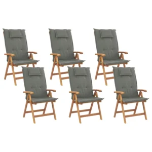 Set di 6 sedie da giardino con cuscini JAVA Legno d'acacia Grigio grafite Materiale Alluminio Anodizzato