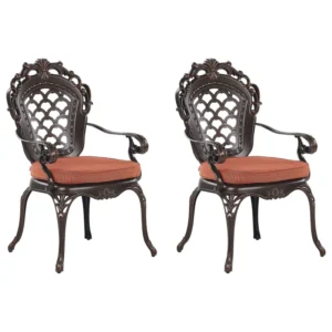 Set di 2 sedie da giardino con cuscini LIZZANO Metallo Marrone fosco