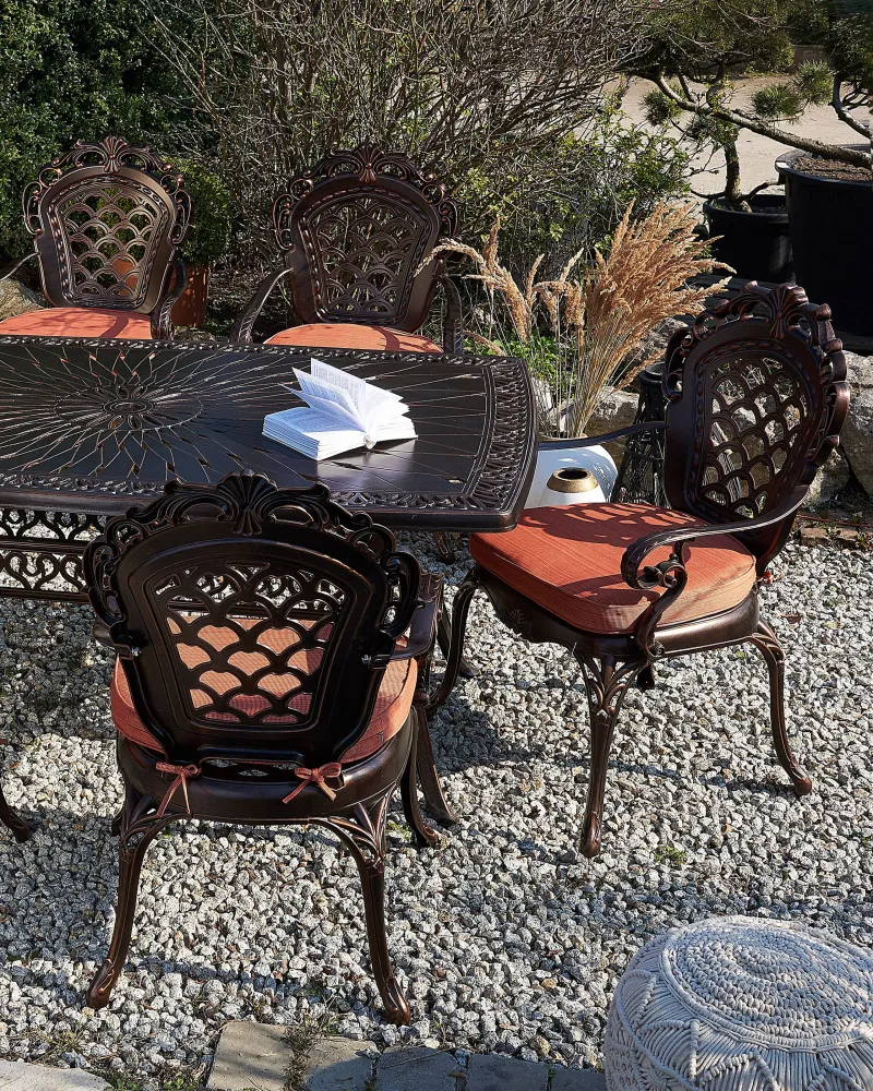 Set di 2 sedie da giardino con cuscini LIZZANO Metallo Marrone fosco