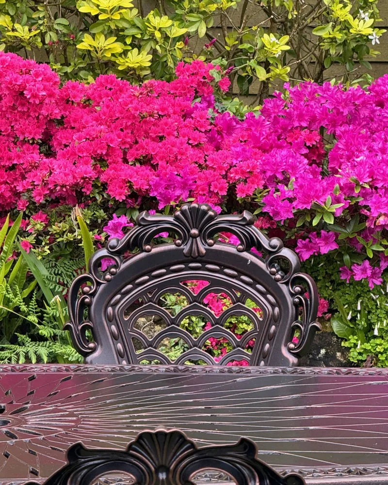 Set di 2 sedie da giardino con cuscini LIZZANO Metallo Marrone fosco