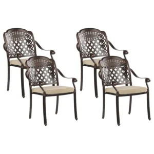 Set di 4 sedie da giardino con cuscini MANFRIA Metallo Marrone fosco