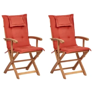 Set di 2 sedie da giardino con cuscini MAUI II Legno d'acacia Rosso ombroso per Relax all'Aperto