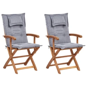 Set di 2 sedie da giardino con cuscini MAUI II Legno d'acacia Grigio Colori Vivaci
