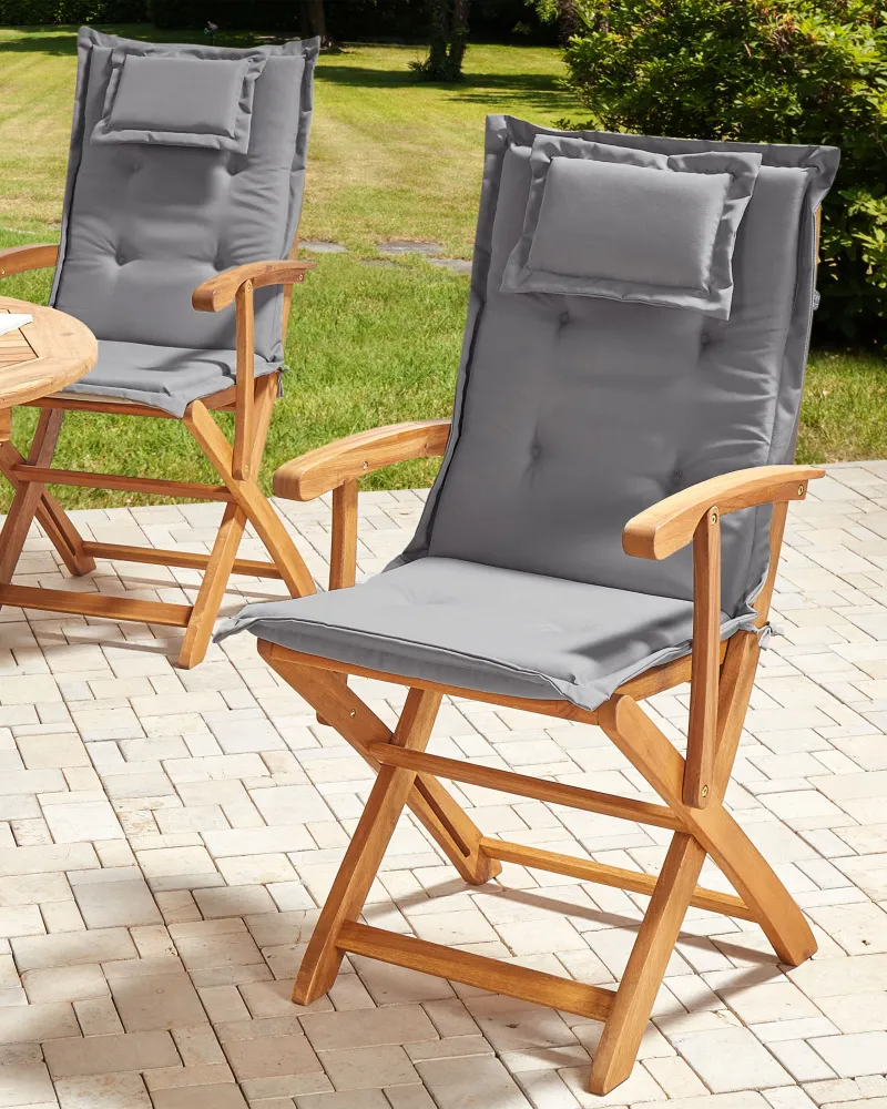 Set di 2 sedie da giardino con cuscini MAUI II Legno d'acacia Grigio grafite con Sistema di Montaggio Rapido