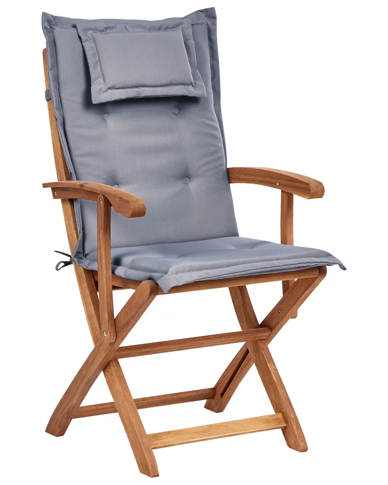 Set di 2 sedie da giardino con cuscini MAUI II Legno d'acacia Grigio grafite con Sistema di Montaggio Rapido