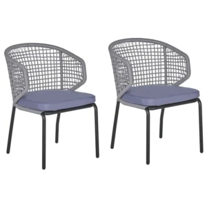 Set di 2 sedie da giardino con cuscini PALMI Metallo Grigio Easy Storage