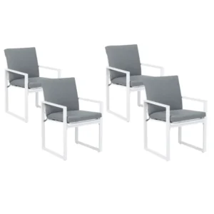 Set di 4 sedie da giardino con cuscini PANCOLE Tessuto Grigio Materiale Alluminio Anodizzato