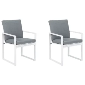 Set di 2 sedie da giardino con cuscini PANCOLE Tessuto Grigio con Rivestimento Tessuto