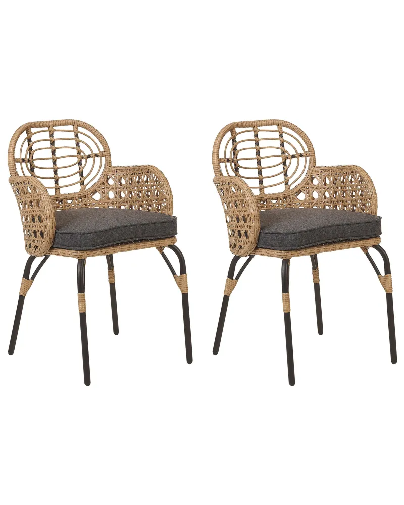 Set di 2 sedie da giardino con cuscini PRATELLO Naturale per Giardino e Spiaggia