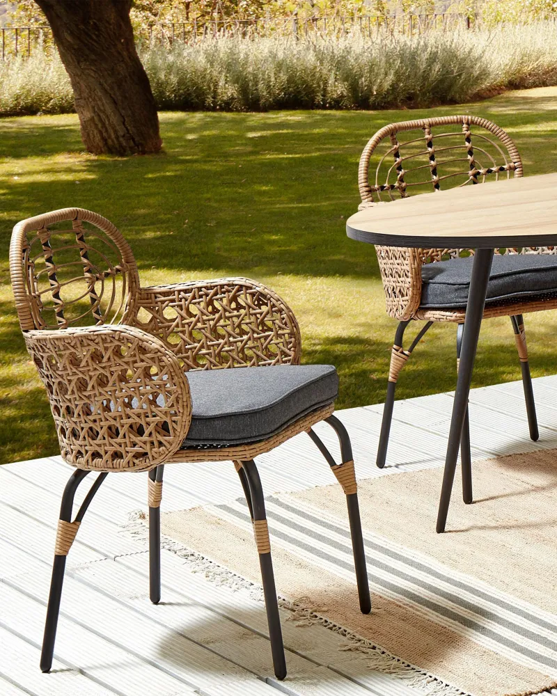 Set di 2 sedie da giardino con cuscini PRATELLO Naturale per Giardino e Spiaggia