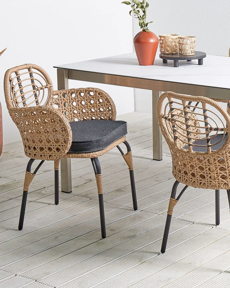 Set di 2 sedie da giardino con cuscini PRATELLO Naturale per Giardino e Spiaggia