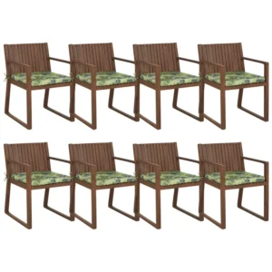Set di 8 sedie da giardino con cuscini SASSARI Legno d'acacia Verde evidente