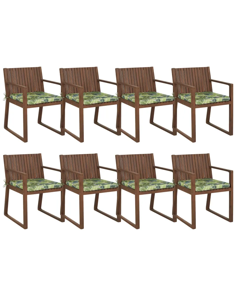 Set di 8 sedie da giardino con cuscini SASSARI Legno d'acacia Verde evidente