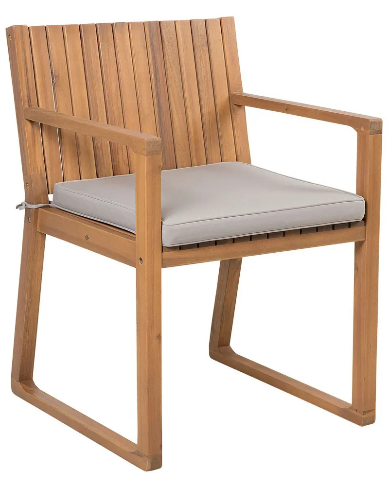Set di 8 sedie da giardino con cuscini SASSARI Legno d'acacia Tortora Materiale Alluminio Anodizzato
