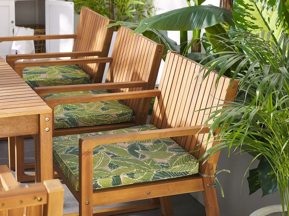 Set di 8 sedie da giardino con cuscini SASSARI Legno d'acacia Verde - Impermeabile e UV Resistente