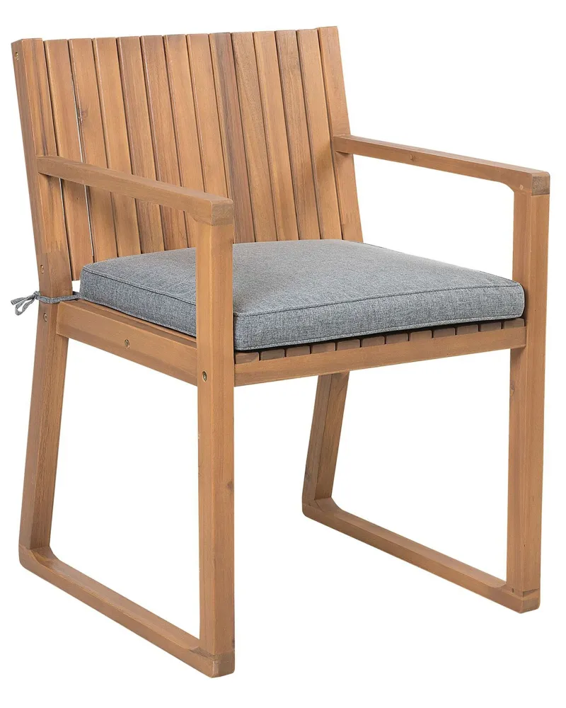 Set di 8 sedie da giardino con cuscini SASSARI Legno d'acacia Grigio - Impermeabile e UV Resistente