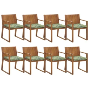 Set di 8 sedie da giardino con cuscini SASSARI Legno d'acacia Verde con Portabicchiere Integrato
