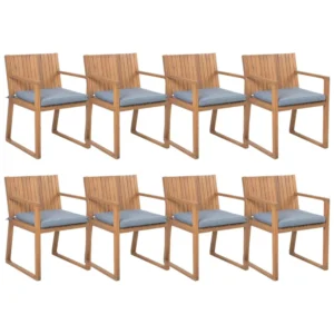 Set di 8 sedie da giardino con cuscini SASSARI Legno d'acacia Blu Easy Storage