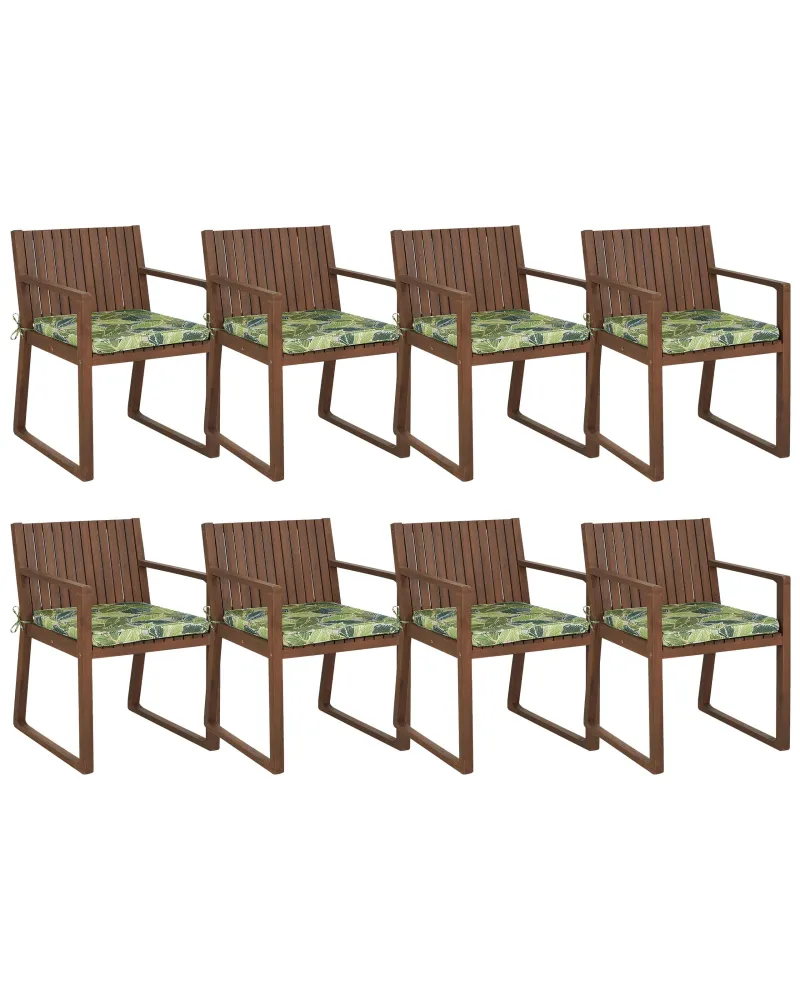 Set di 8 sedie da giardino con cuscini SASSARI Legno d'acacia Verde limpido