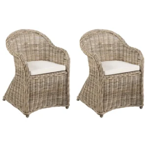 Set di 2 sedie da giardino con cuscini SUSUA II Rattan Naturale con Schienale Regolabile