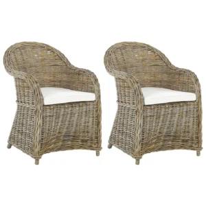 Set di 2 sedie da giardino con cuscini SUSUA Rattan Naturale con Sistema di Montaggio Rapido