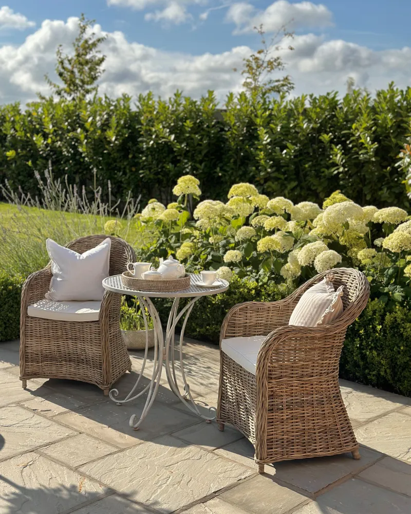 Set di 2 sedie da giardino con cuscini SUSUA Rattan Naturale con Sistema di Montaggio Rapido