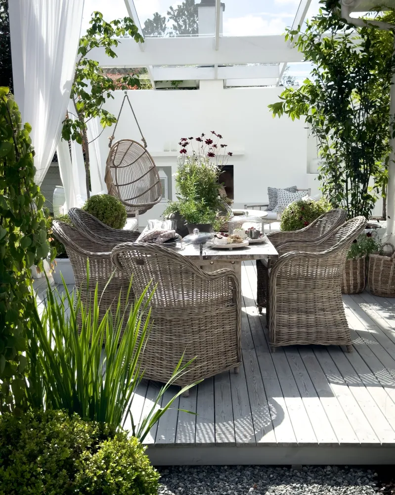Set di 2 sedie da giardino con cuscini SUSUA Rattan Naturale con Sistema di Montaggio Rapido