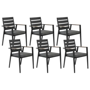 Set di 6 sedie da giardino con cuscini TAVIANO Metallo Nero Materiale Alluminio Anodizzato