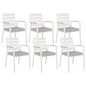 Set di 6 sedie da giardino con cuscini TAVIANO Metallo Grigio Materiale Alluminio Anodizzato